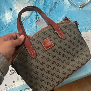 Dooney & Bourke Gray and Tan Signature Satchel